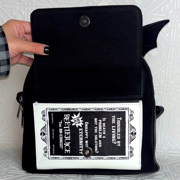 NWT Beetlejuice Recently Deceased Handbook Bat Wing Mini Backpack - Picture 4 of 10
